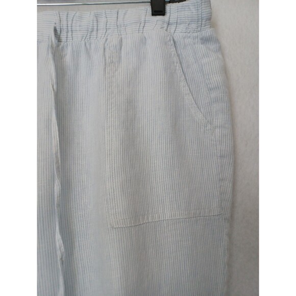 Kenar Women's Pin Striped Linen Drawstring  Cropped Pants Size Large - Picture 4 of 8